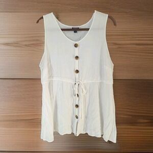 Torrid White Sleeveless Lenny 1X Buttoned Front Tie Plus Blouse Women's